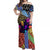 Skull Pattern Off Shoulder Maxi Dress Colorful Skull Pattern Mix - Wonder Print Shop