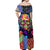 Skull Pattern Off Shoulder Maxi Dress Colorful Skull Pattern Mix - Wonder Print Shop