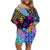 Skull Pattern Off Shoulder Short Dress Colorful Skull Pattern Mix - Wonder Print Shop