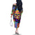 Skull Pattern Off The Shoulder Long Sleeve Dress Colorful Skull Pattern Mix - Wonder Print Shop