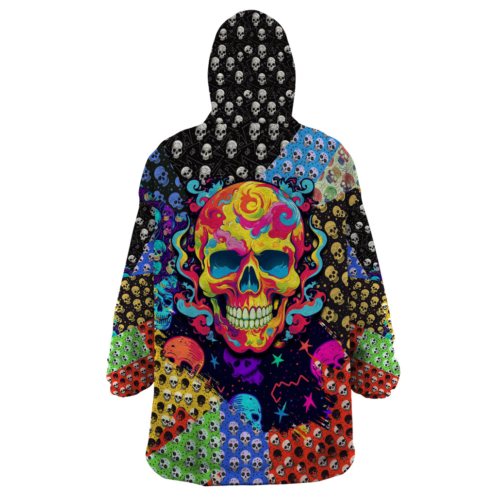 Skull Pattern Wearable Blanket Hoodie Colorful Skull Pattern Mix - Wonder Print Shop