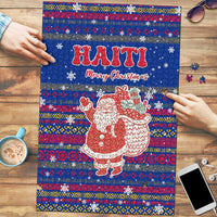 Haiti Christmas Puzzle with Blue Red Xmas Santa Snowflake and Map - Wonder Print Shop