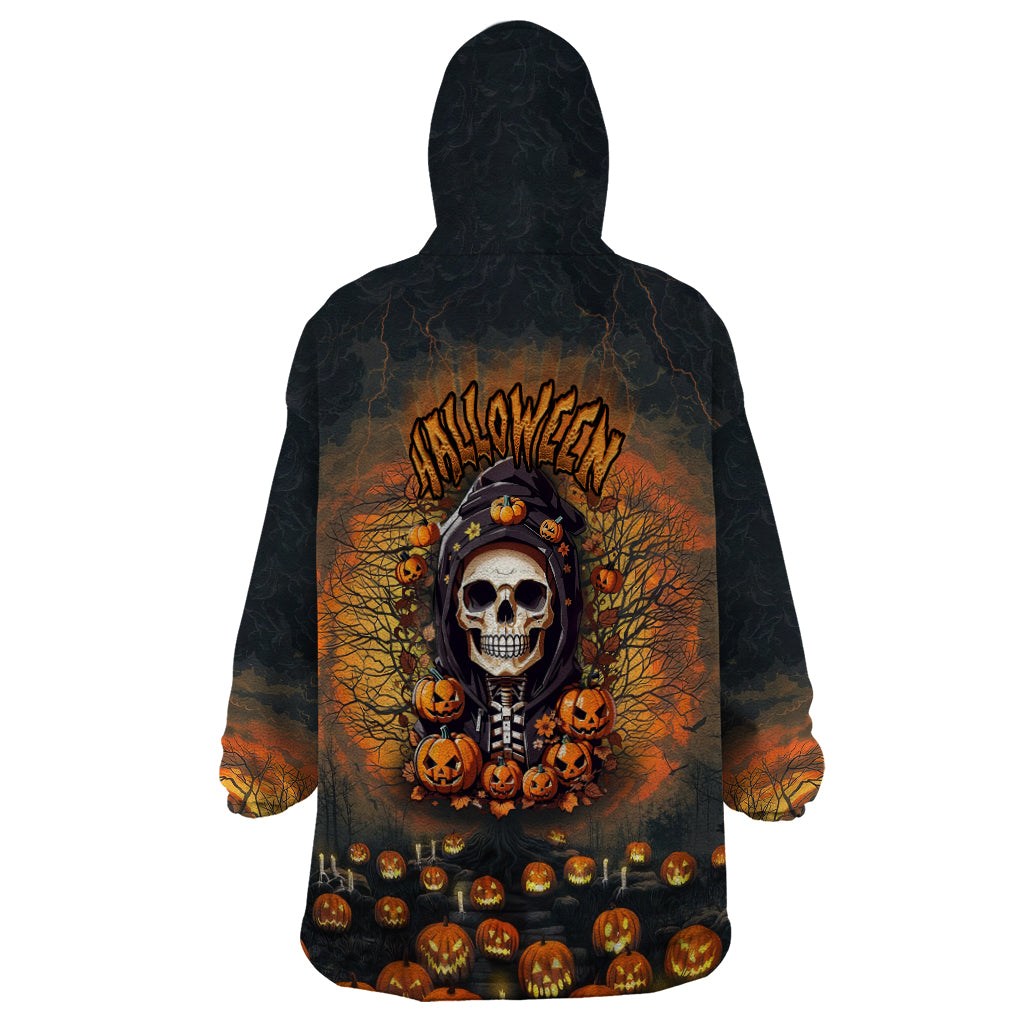 Halloween Skull Wearable Blanket Hoodie Pumpkin-Themed - Wonder Print Shop