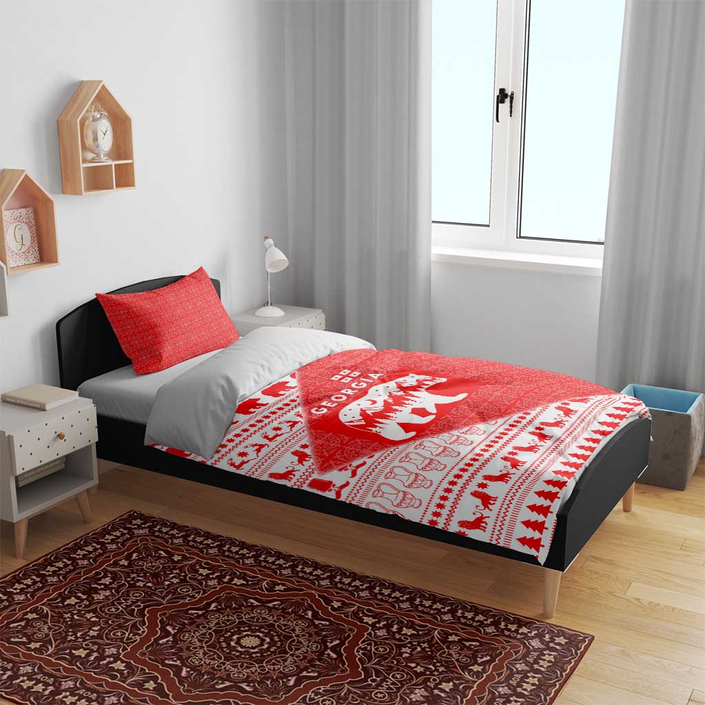 Georgia Christmas Bedding Set with Bear Mountains Forest Pattern and Traditional Georgian Design - Wonder Print Shop