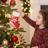 Georgia Christmas Stocking with Bear Mountains Forest Pattern and Traditional Georgian Design - Wonder Print Shop