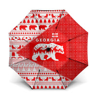 Georgia Christmas Umbrella with Bear Mountains Forest Pattern and Traditional Georgian Design - Wonder Print Shop