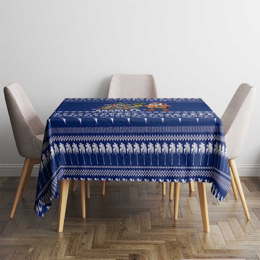 Anguilla Christmas Tablecloth with Santa Pineapple Floral Tree Island Crest and Tropical Pattern Design - Wonder Print Shop