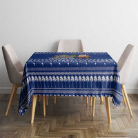Anguilla Christmas Tablecloth with Santa Pineapple Floral Tree Island Crest and Tropical Pattern Design - Wonder Print Shop