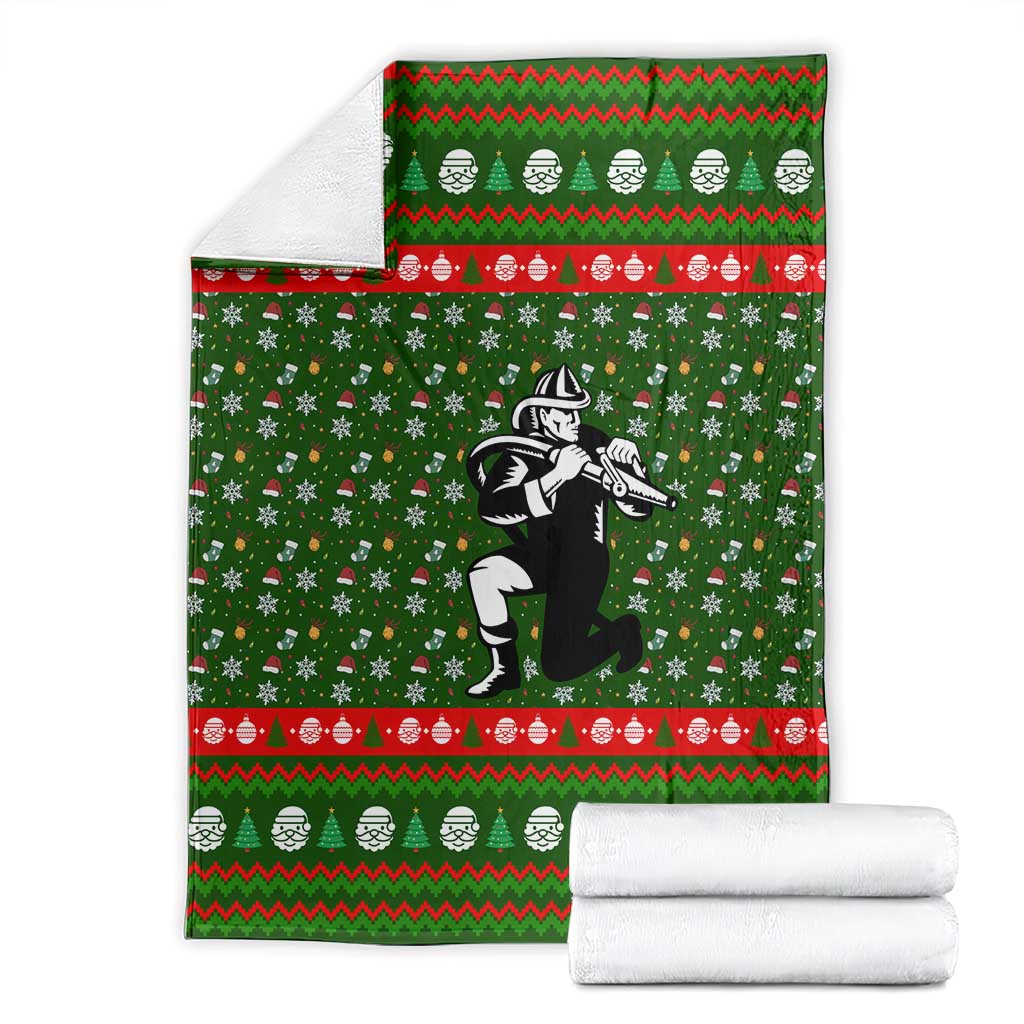 Awesome Firefighter Christmas Blanket Xmas Holiday Patterns - Wonder Print Shop