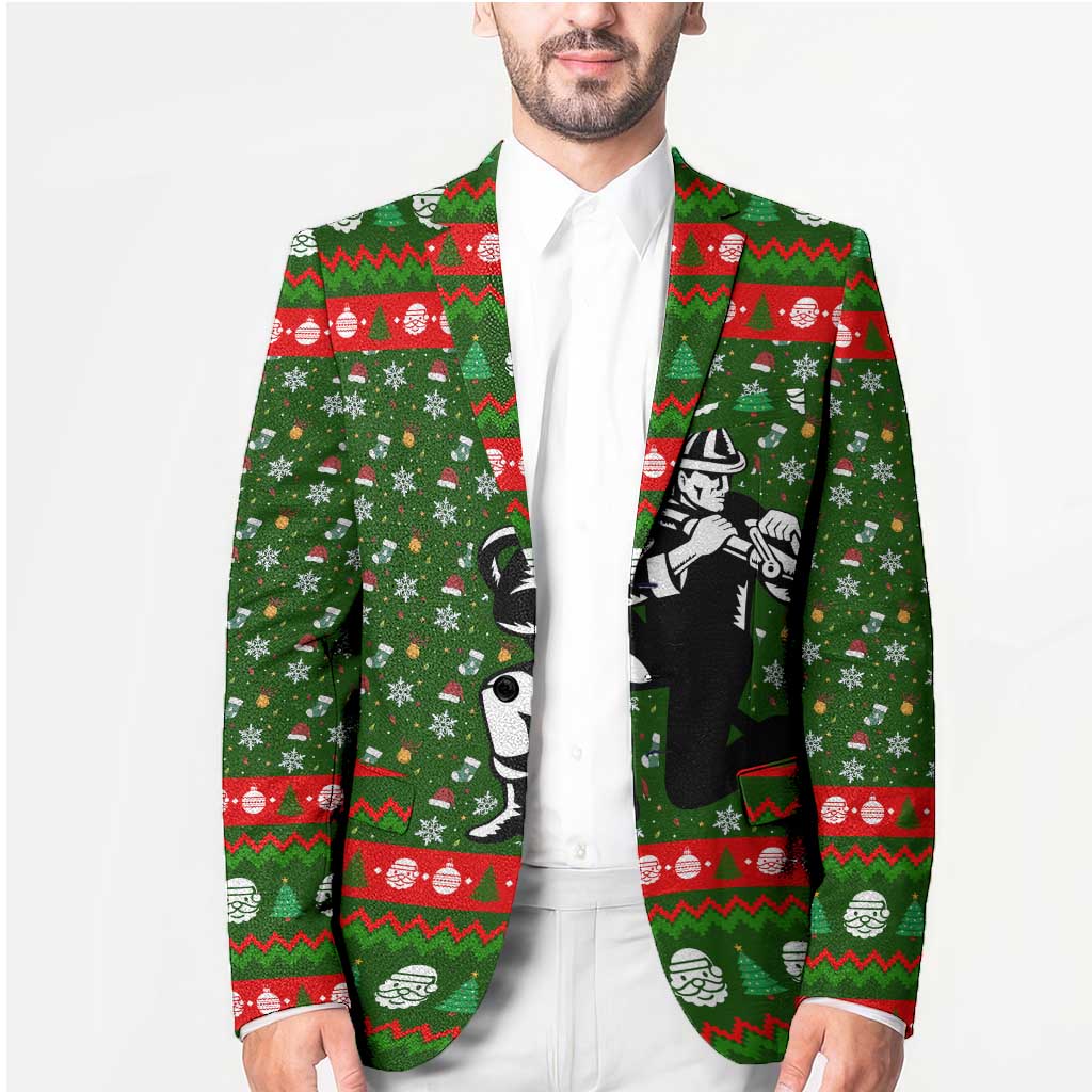 Awesome Firefighter Christmas Blazer Xmas Holiday Patterns - Wonder Print Shop