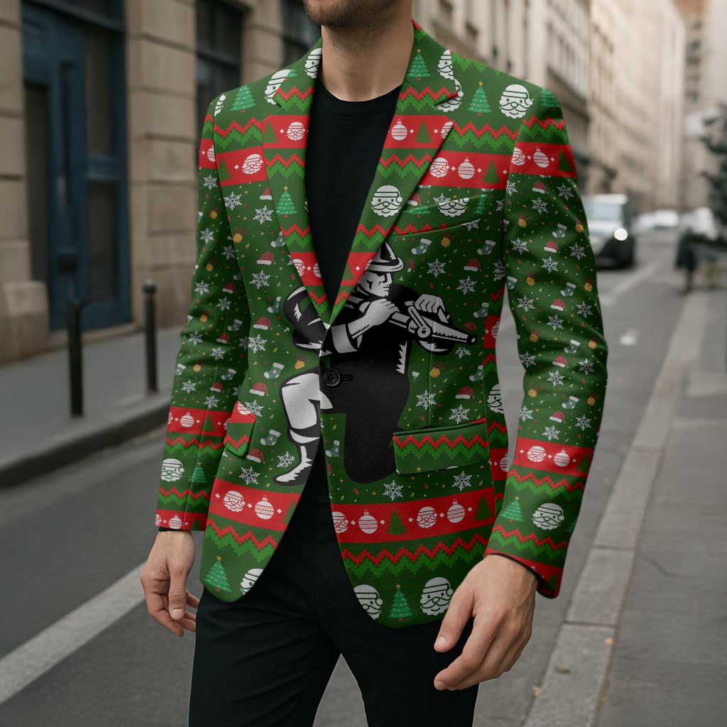 Awesome Firefighter Christmas Blazer Xmas Holiday Patterns - Wonder Print Shop