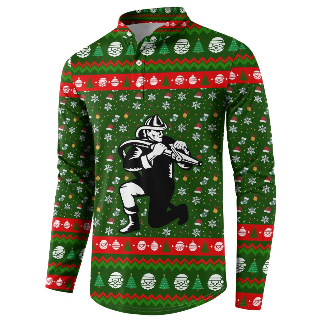 Awesome Firefighter Christmas Button Sweatshirt Xmas Holiday Patterns - Wonder Print Shop