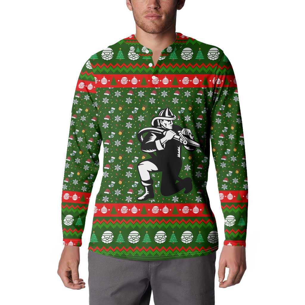 Awesome Firefighter Christmas Button Sweatshirt Xmas Holiday Patterns - Wonder Print Shop
