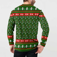 Awesome Firefighter Christmas Button Sweatshirt Xmas Holiday Patterns - Wonder Print Shop