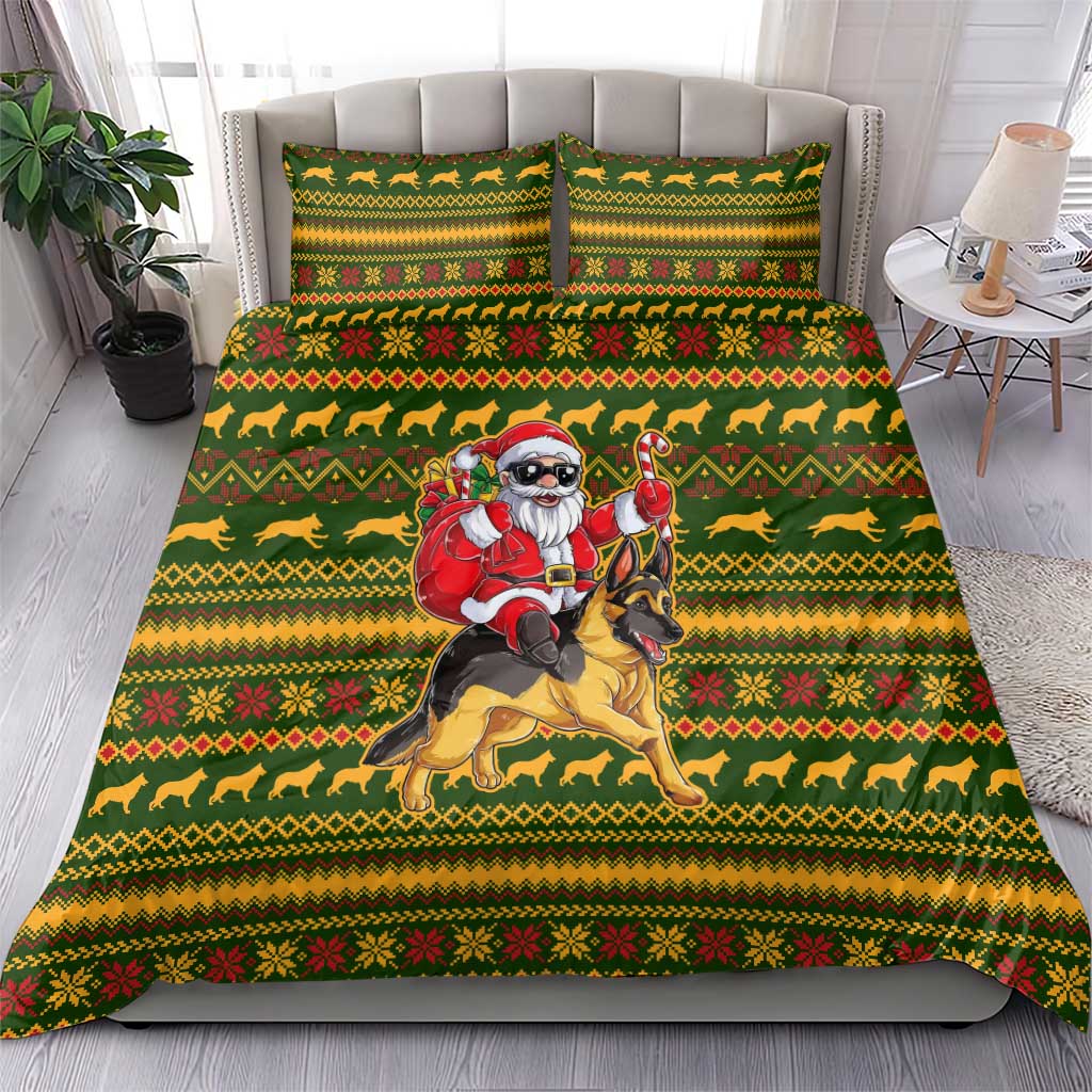 Awesome German Shepherd Dog Santa Claus Christmas Bedding Set Xmas Holiday Patterns - Wonder Print Shop