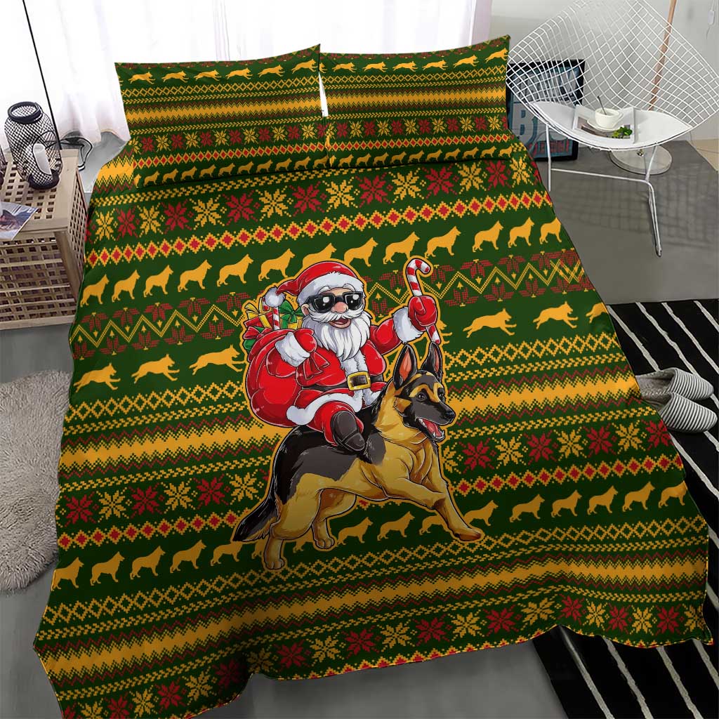 Awesome German Shepherd Dog Santa Claus Christmas Bedding Set Xmas Holiday Patterns - Wonder Print Shop
