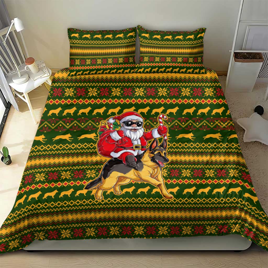 Awesome German Shepherd Dog Santa Claus Christmas Bedding Set Xmas Holiday Patterns - Wonder Print Shop