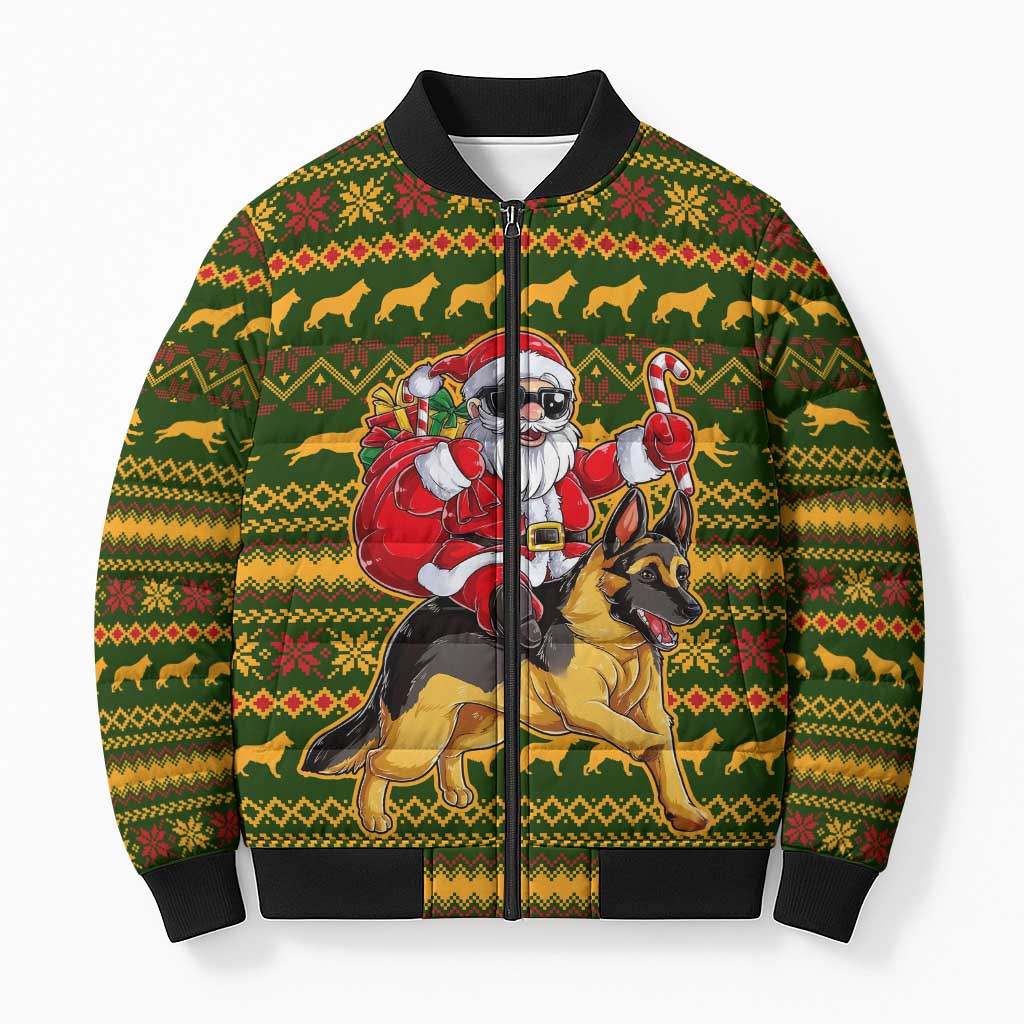 Awesome German Shepherd Dog Santa Claus Christmas Bomber Puffer Jacket Xmas Holiday Patterns - Wonder Print Shop