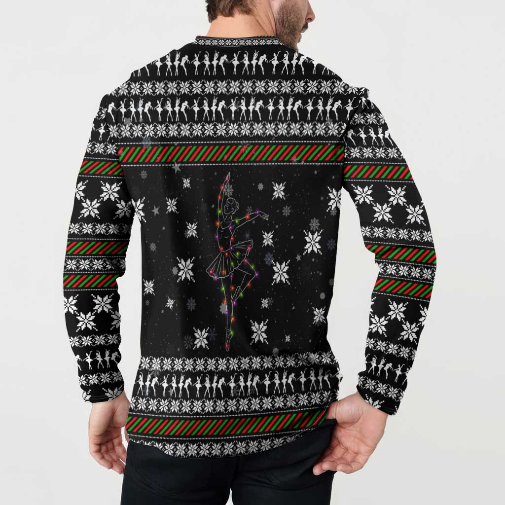 Ballet Pointe Christmas Design Button Sweatshirt Xmas Holiday Patterns - Wonder Print Shop