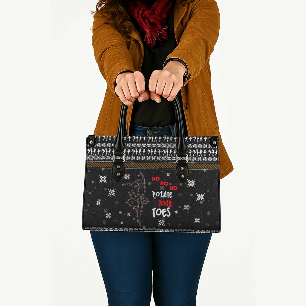 Ballet Pointe Christmas Design Leather Bag Xmas Holiday Patterns - Wonder Print Shop