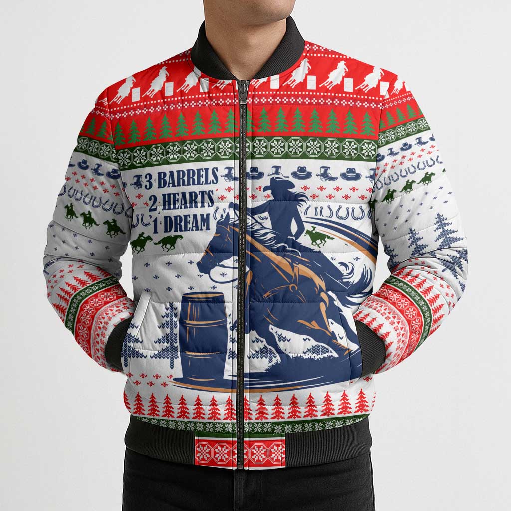 Barrel Racing Christmas Bomber Puffer Jacket Xmas Holiday Patterns - Wonder Print Shop