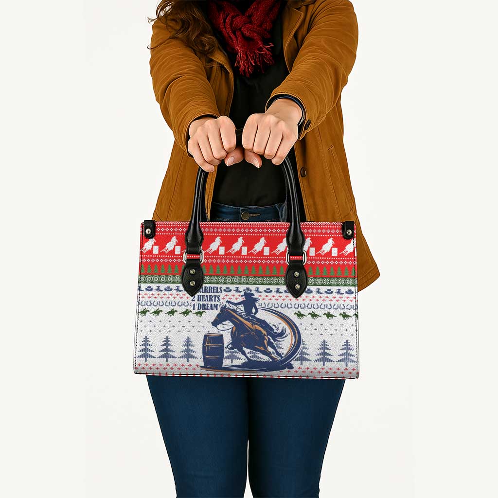Barrel Racing Christmas Leather Bag Xmas Holiday Patterns - Wonder Print Shop