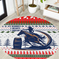 Barrel Racing Christmas Round Carpet Xmas Holiday Patterns - Wonder Print Shop