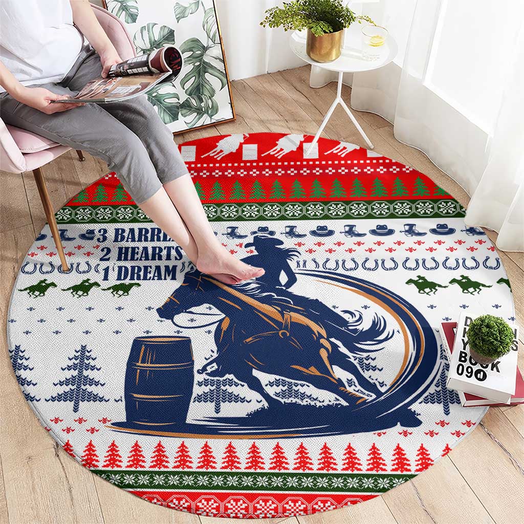 Barrel Racing Christmas Round Carpet Xmas Holiday Patterns - Wonder Print Shop