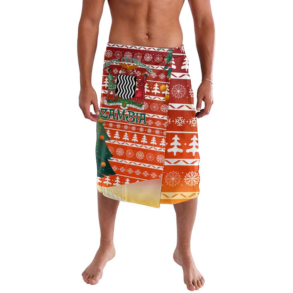 Zambia Christmas Lavalava with African Animals Tree Snowflakes and National Emblem Design - Wonder Print Shop