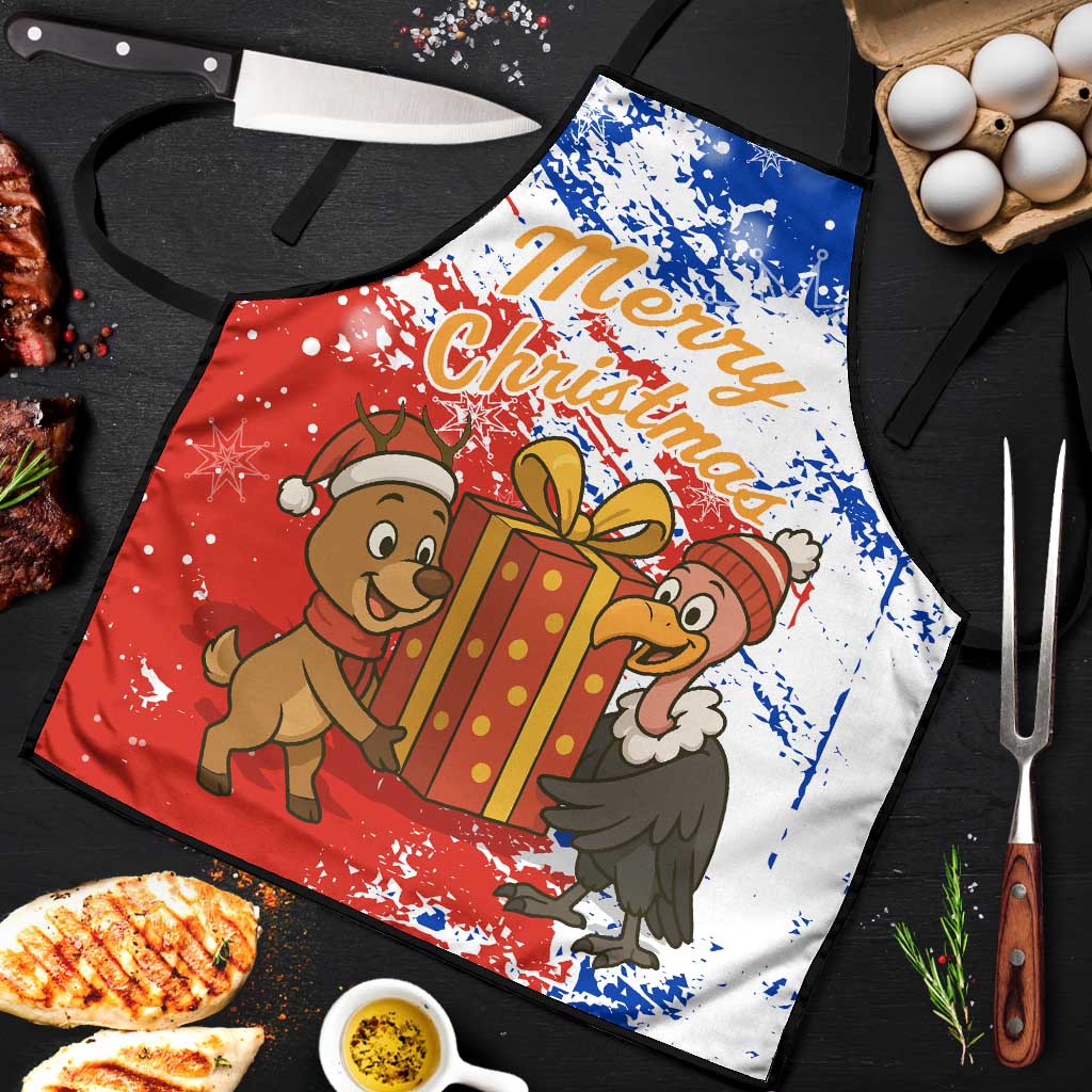 Chile Christmas Apron with Flag Colors Tree Reindeer Condor and Gift Design - Wonder Print Shop