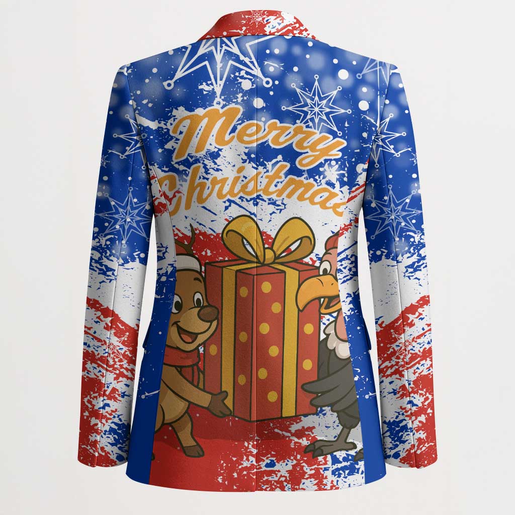 Chile Christmas Blazer with Flag Colors Tree Reindeer Condor and Gift Design - Wonder Print Shop