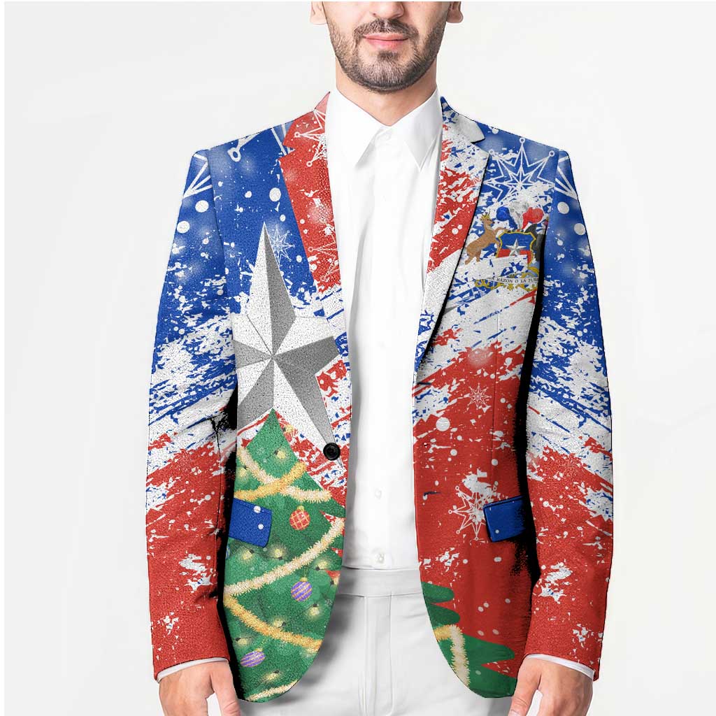 Chile Christmas Blazer with Flag Colors Tree Reindeer Condor and Gift Design - Wonder Print Shop