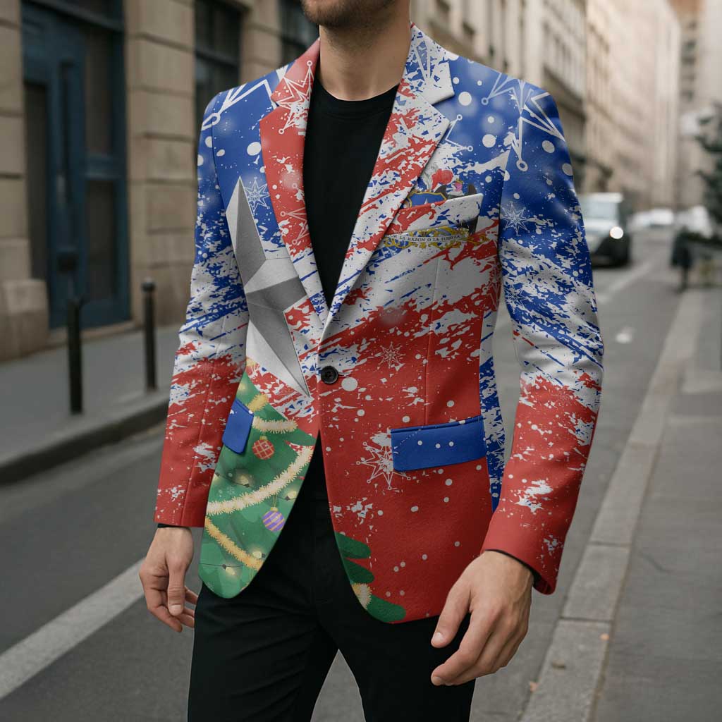 Chile Christmas Blazer with Flag Colors Tree Reindeer Condor and Gift Design - Wonder Print Shop