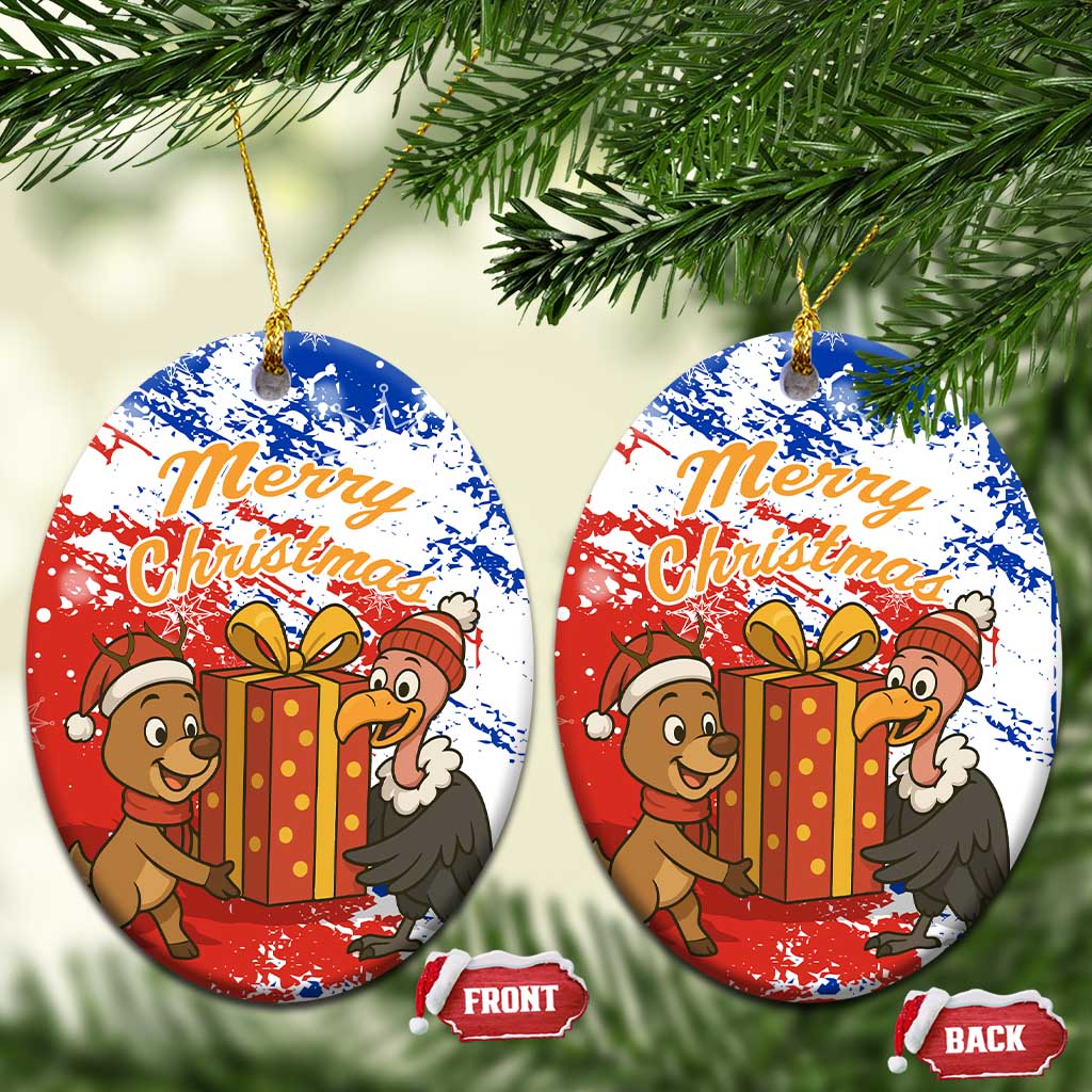 Chile Christmas Ceramic Ornament with Flag Colors Tree Reindeer Condor and Gift Design - Wonder Print Shop