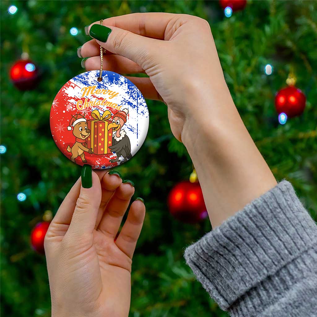 Chile Christmas Ceramic Ornament with Flag Colors Tree Reindeer Condor and Gift Design - Wonder Print Shop