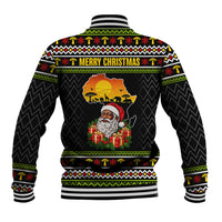 African Safari Black Santa Christmas Baseball Jacket Ugly Pattern Sunset Baobab Tree Africa Map
