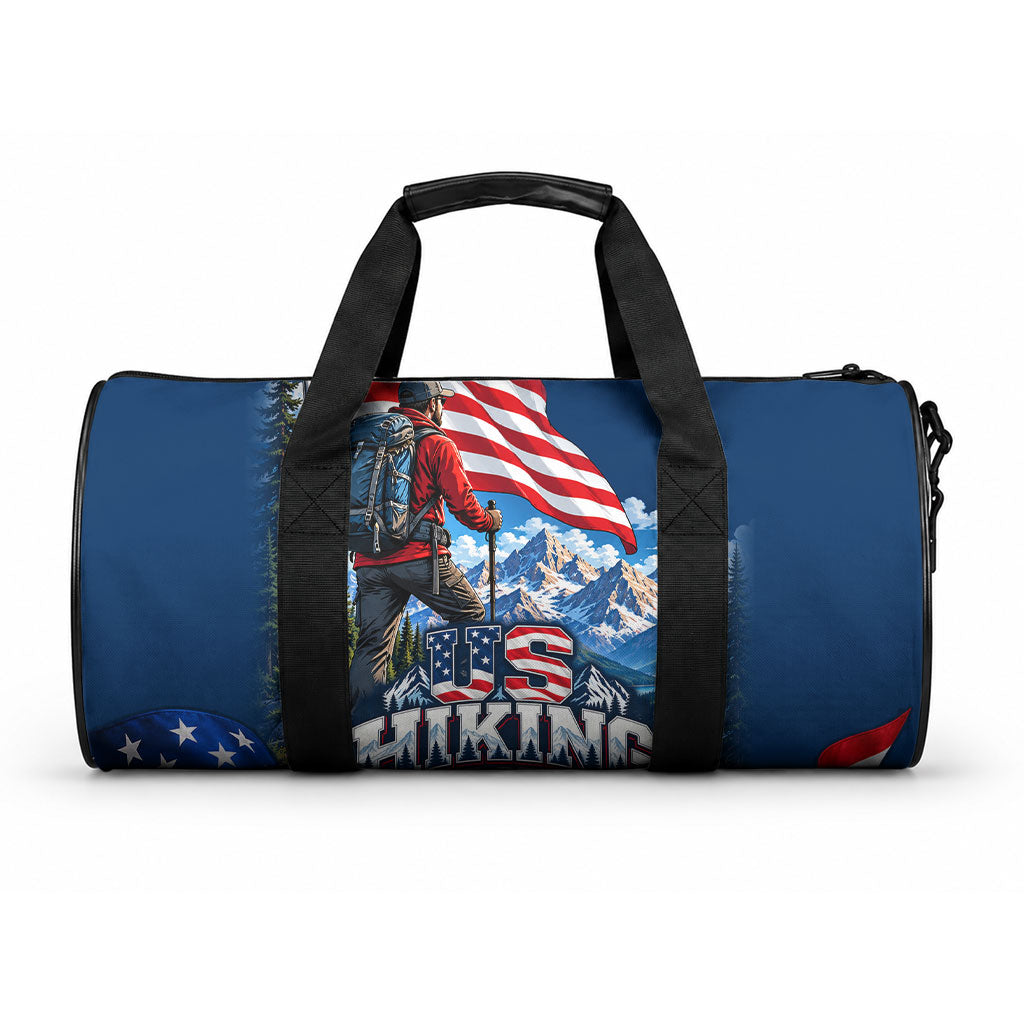 US Hiking Day Hiker Duffle Bag Patriotic American Flag Mountain Landscape Art