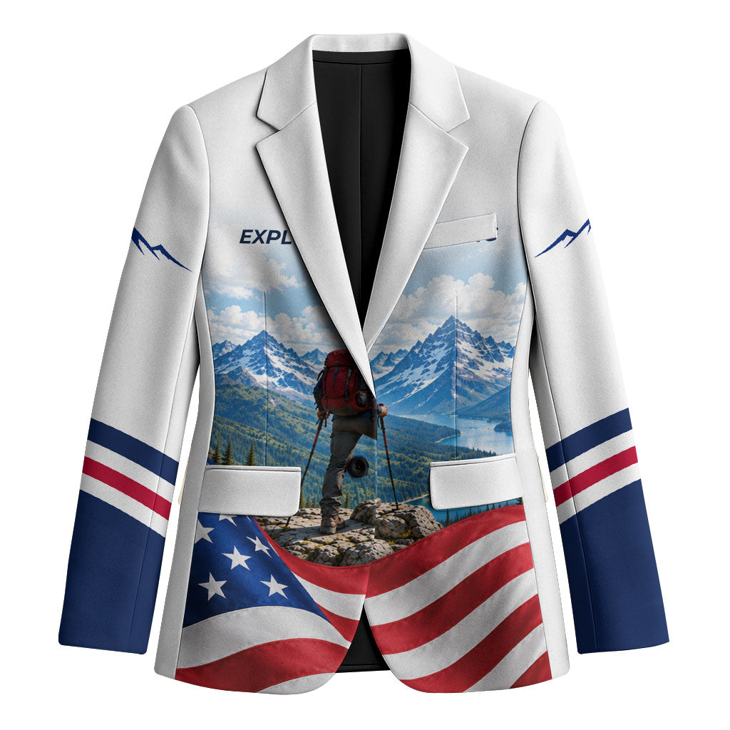 US Hiking Day Blazer Mountain Hiker American Flag Outdoor Adventure