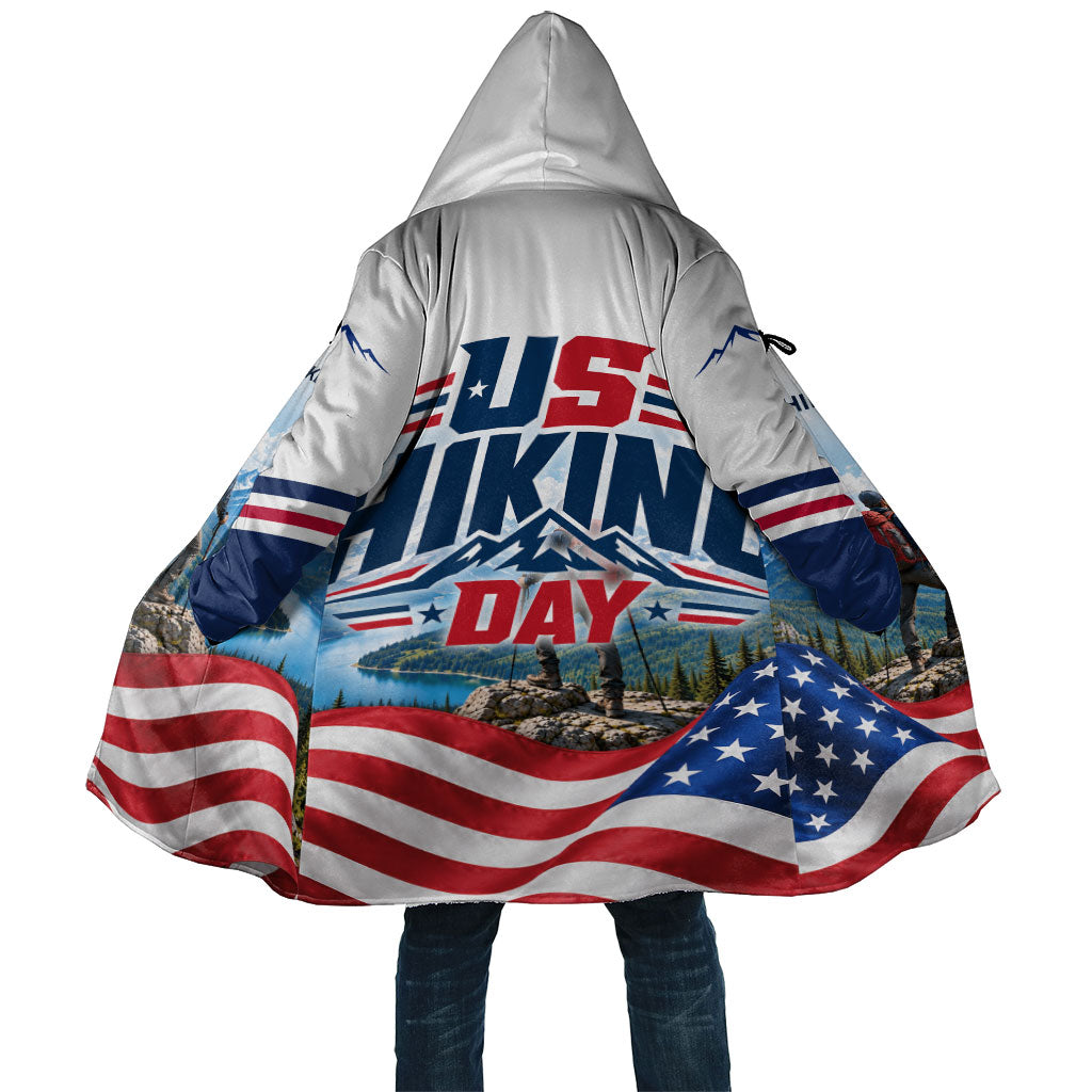 US Hiking Day Cloak Mountain Hiker American Flag Outdoor Adventure