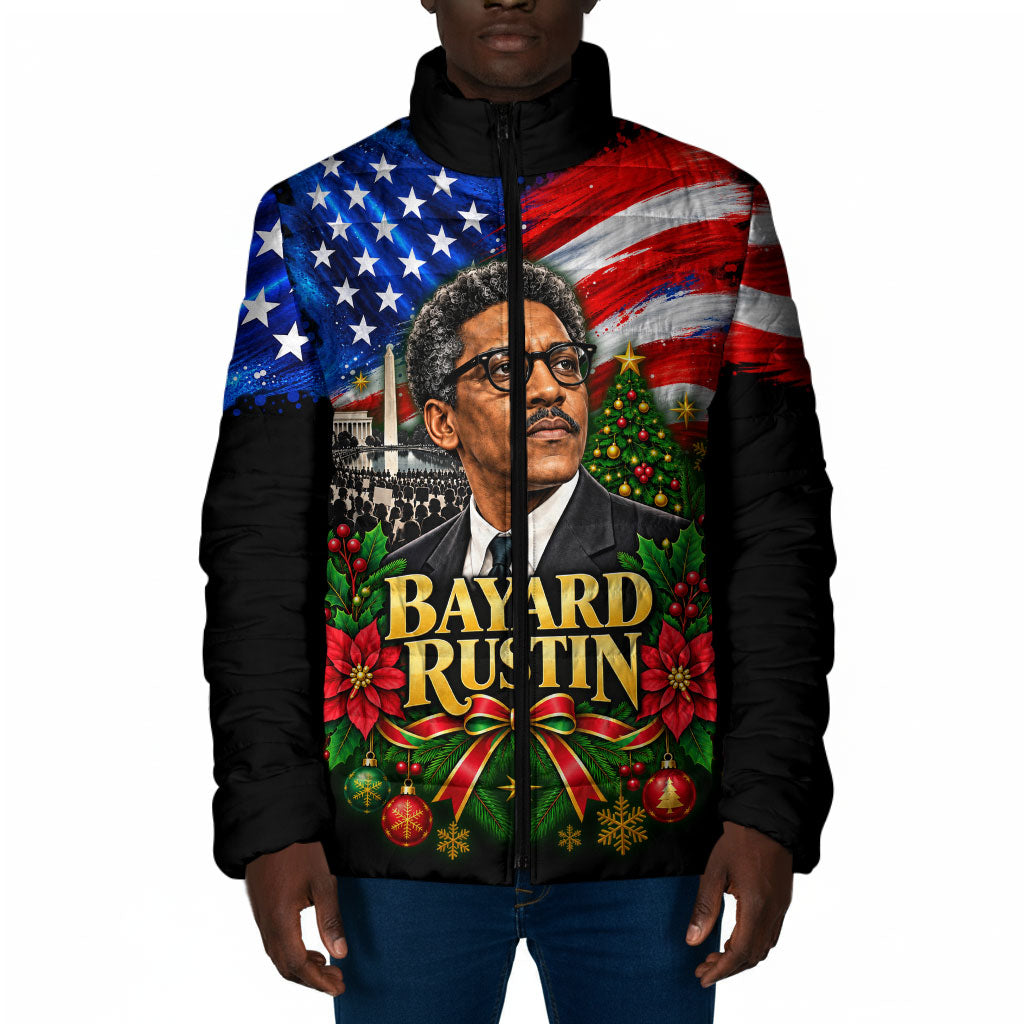 Bayard Rustin American Flag Christmas Padded Jacket Civil Rights Leader March On Washington Holiday