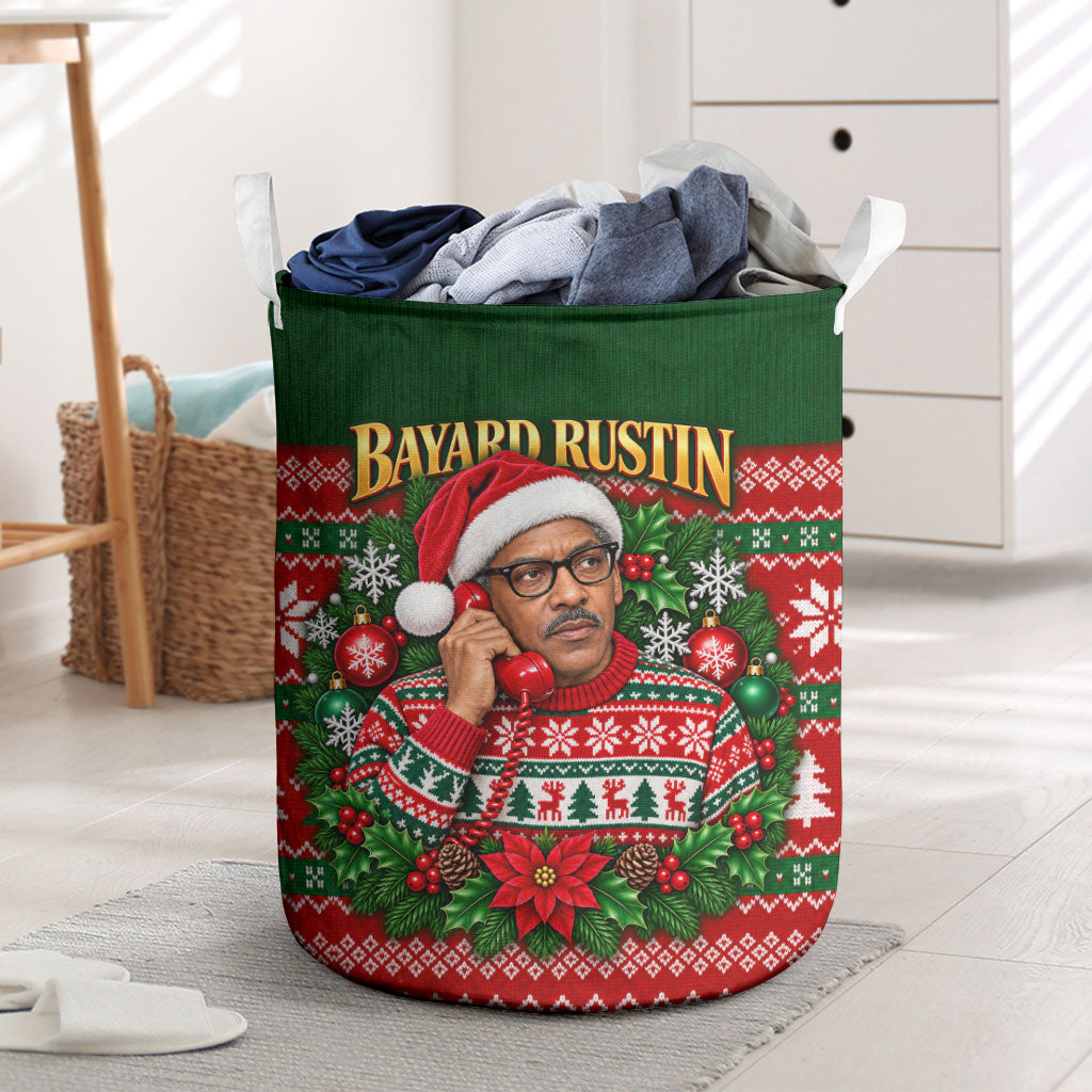 Bayard Rustin Christmas Laundry Basket Ugly Christmas Pattern Retro Fair Isle