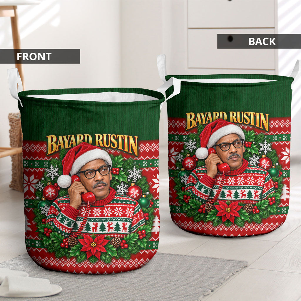 Bayard Rustin Christmas Laundry Basket Ugly Christmas Pattern Retro Fair Isle