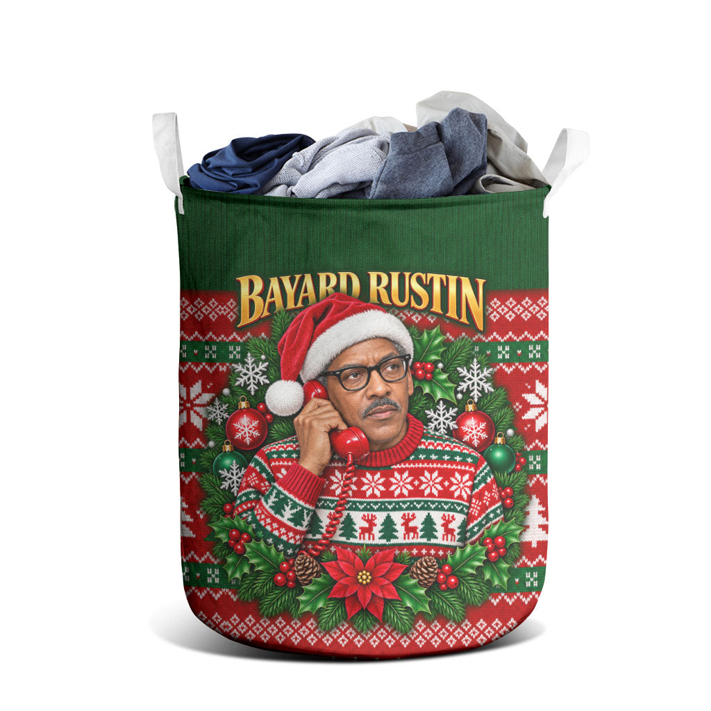 Bayard Rustin Christmas Laundry Basket Ugly Christmas Pattern Retro Fair Isle