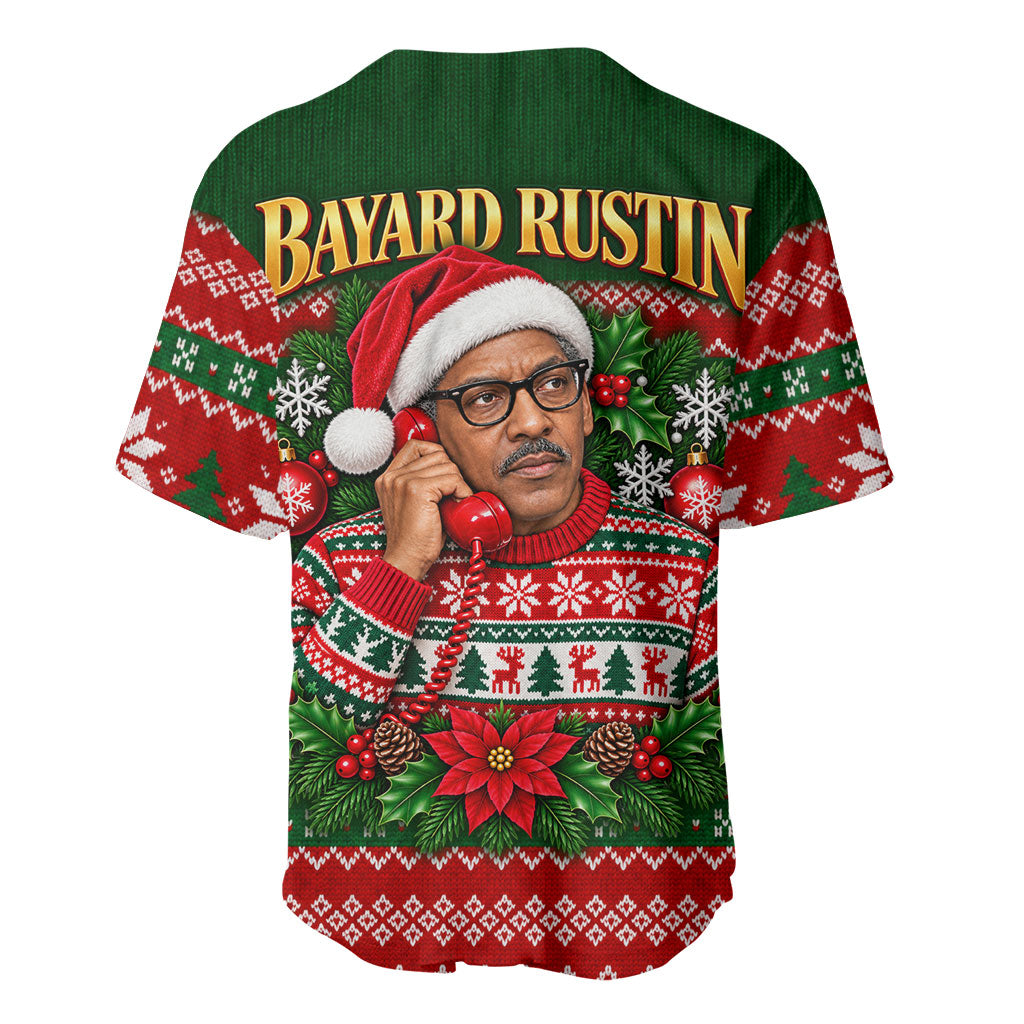 Bayard Rustin Christmas Baseball Jersey Ugly Christmas Pattern Retro Fair Isle