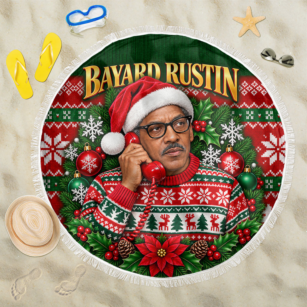 Bayard Rustin Christmas Beach Blanket Ugly Christmas Pattern Retro Fair Isle