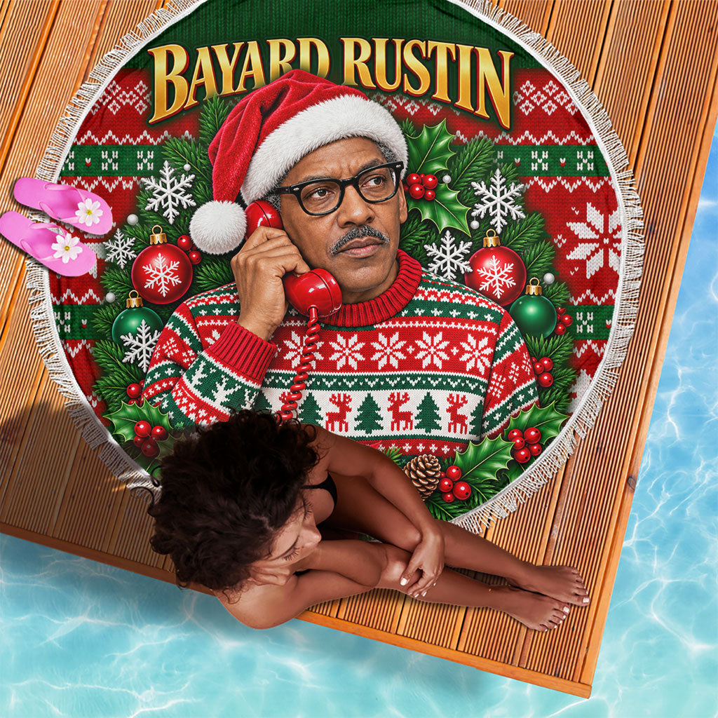 Bayard Rustin Christmas Beach Blanket Ugly Christmas Pattern Retro Fair Isle