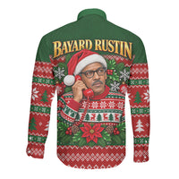 Bayard Rustin Christmas Long Sleeve Button Shirt Ugly Christmas Pattern Retro Fair Isle