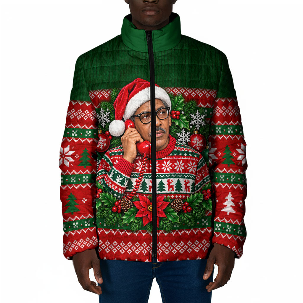 Bayard Rustin Christmas Padded Jacket Ugly Christmas Pattern Retro Fair Isle