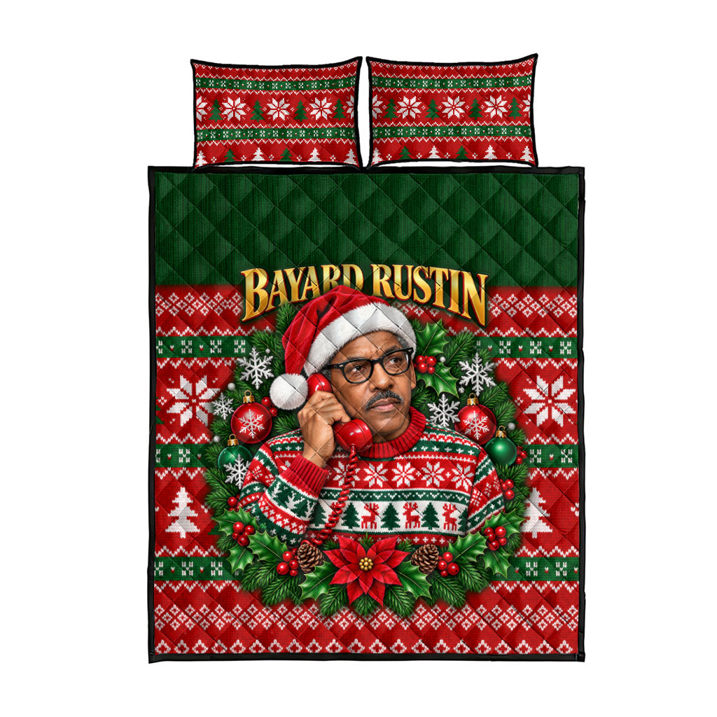 Bayard Rustin Christmas Quilt Bed Set Ugly Christmas Pattern Retro Fair Isle
