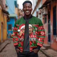 Bayard Rustin Christmas Sleeve Zip Bomber Jacket Ugly Christmas Pattern Retro Fair Isle